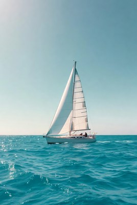 Sailboat on clear ocean waters under sunlight