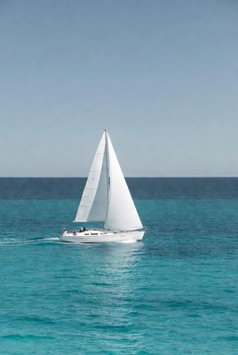 Sailboat on clear blue sea
