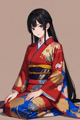 Woman in traditional kimono seated