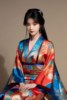 Woman in traditional kimono seated