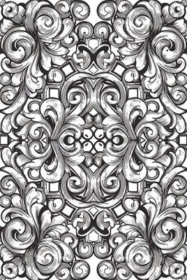 Intricate floral design in black and white