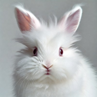Cute white rabbit with fluffy fur