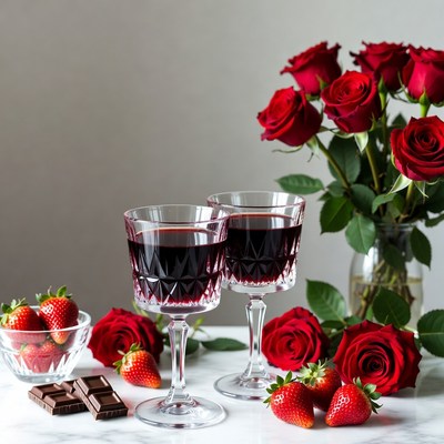 Chocolate and red roses celebration