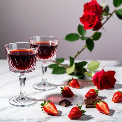 Drinks and sweets with roses