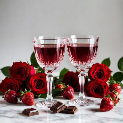 Roses, strawberries, and red drinks