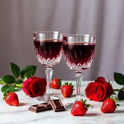 Roses, strawberries, wine, and chocolate