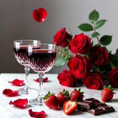 Celebrating with wine and roses