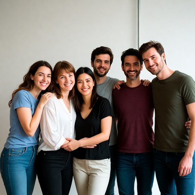 Friends gather for a group photo session