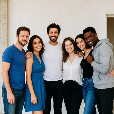 Group of friends posing indoors together