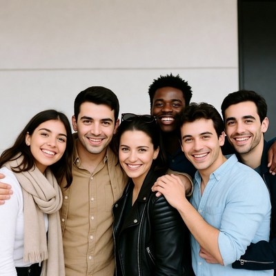 Friends posing together in a group