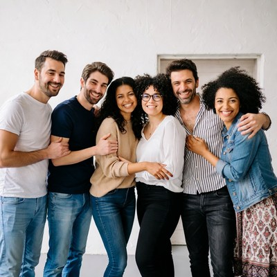 Friends gather for a happy moment