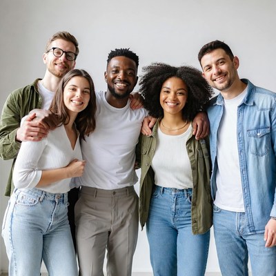 Friends smiling in a group