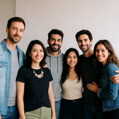 Group of friends posing together indoors