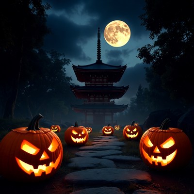 Halloween night at a temple