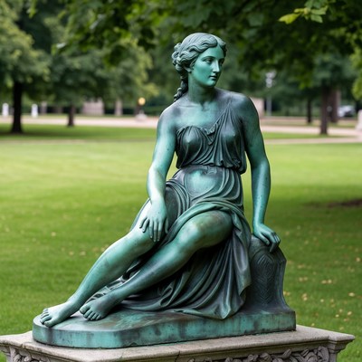 Statue of woman in park
