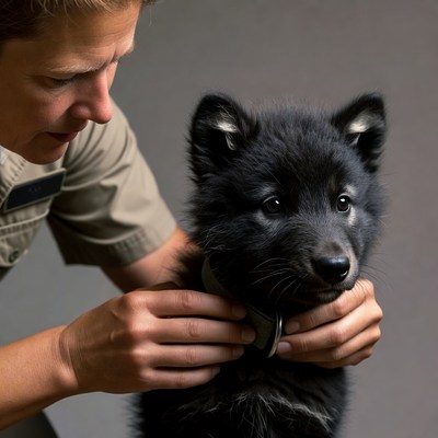 Pet care with a young animal
