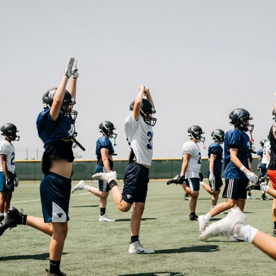 Football practice in warm weather