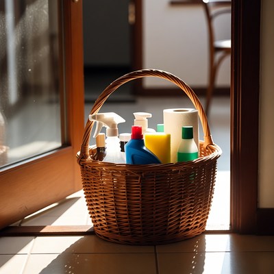 Cleaning supplies ready for use