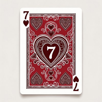 Seven of hearts playing card design