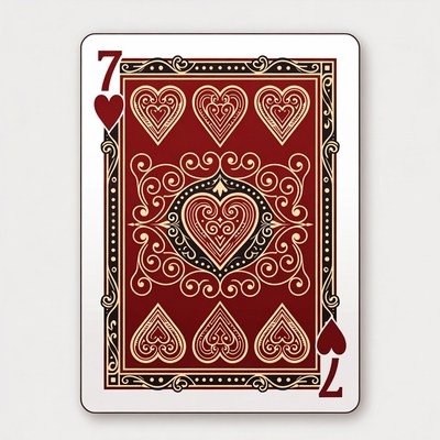 Seven of hearts playing card design