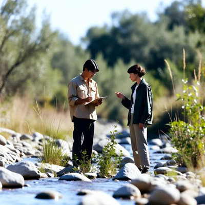 Discussion by the riverbank