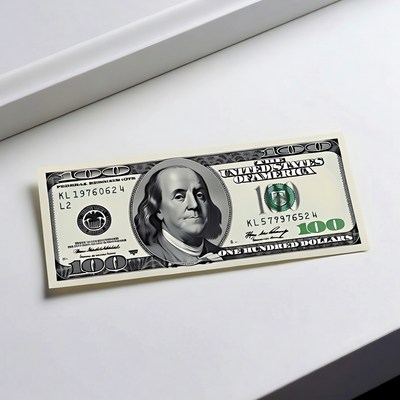 Photo of a hundred dollar bill on a surface