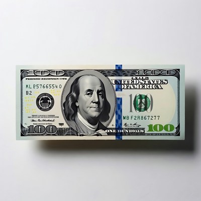 Hundred dollar bill on white surface