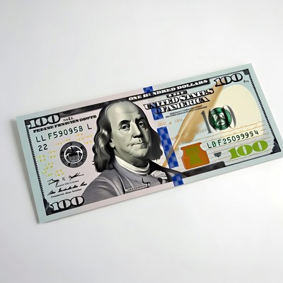 Hundred dollar bill on white background