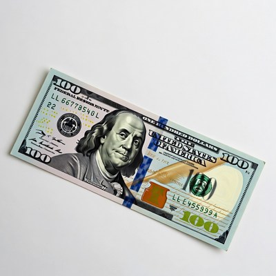 One hundred dollar bill displayed flat