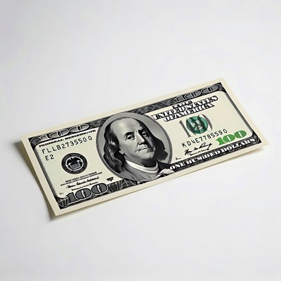 One hundred dollar bill on white background