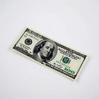 Hundred dollar bill on plain surface