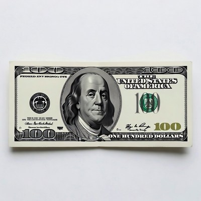 Hundred dollar bill on a plain background