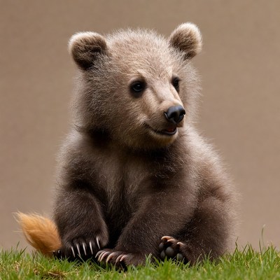Young bear sitting on grass