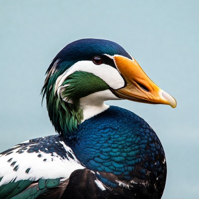 Colorful duck close-up in a natural setting