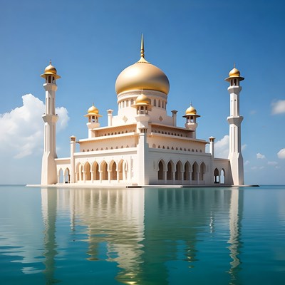 Golden dome on water surface