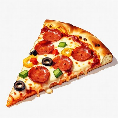 Pepperoni pizza slice with toppings