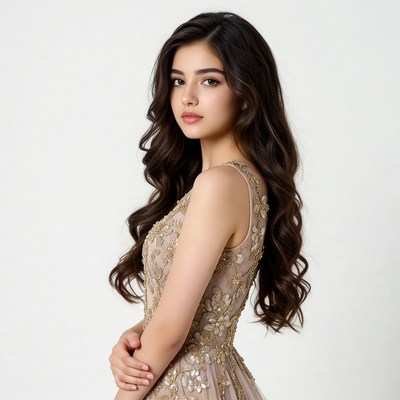 Young woman in elegant dress