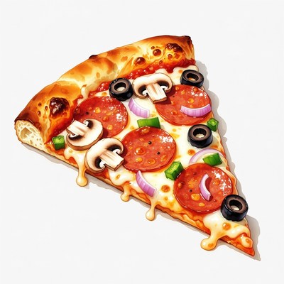 Slice of pizza with toppings and cheese