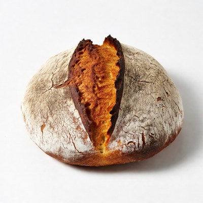 Freshly baked round loaf of bread