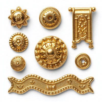 Decorative gold shapes for crafts