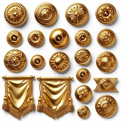 Decorative gold buttons and embellishments