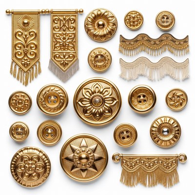 Decorations made of gold tone