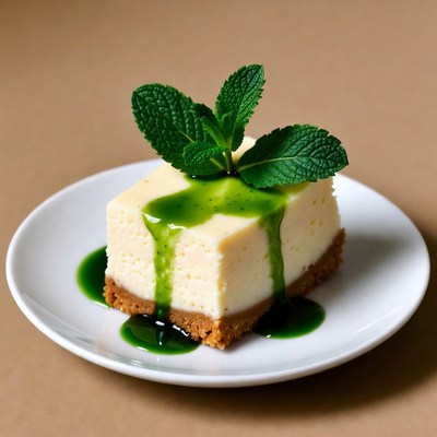 Mint dessert on a plate with sauce