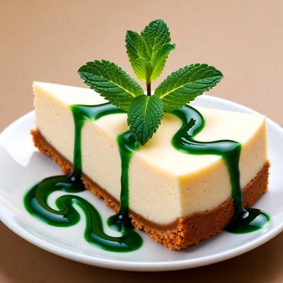 Mint cheesecake served on a plate