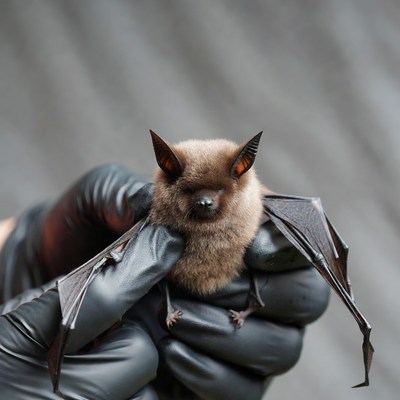 Bat in hand at wildlife rescue center