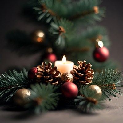 Holiday decoration with pine cones