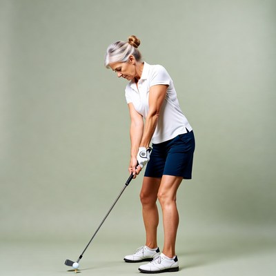 Golf swing practice session indoors