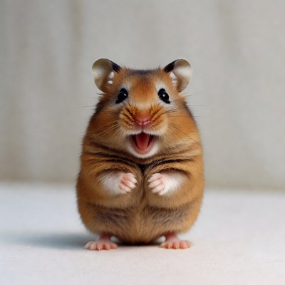 Happy hamster in a bright setting