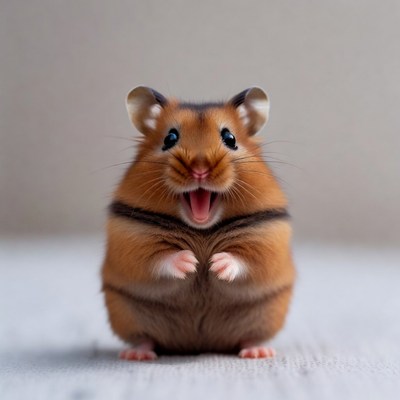 Happy hamster standing on a surface