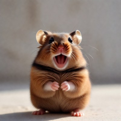 Happy hamster in bright light